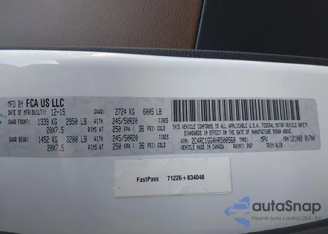 2017 Chrysler Pacifica Limited from USA, damaged, VIN 2C4RC1GG4HR500560